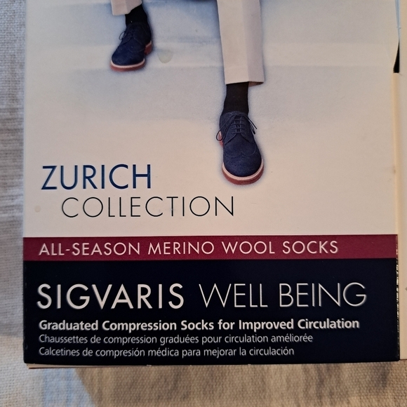 Sigvaris men's black merino wool compression socks 15-20mmHg NEW shoe size 6-8 - Picture 6 of 9